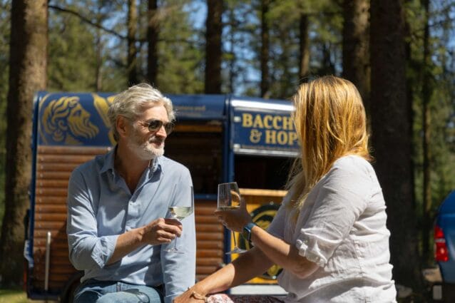 Bacchus & Hops couple having non alcohol wine